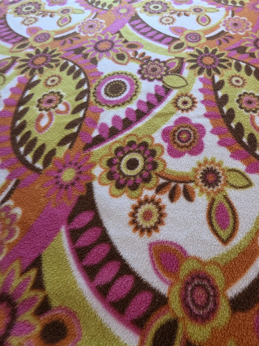 Floral Paisley Fleece Tie Blanket Pink Orange Green Brown Approx 56 x 63